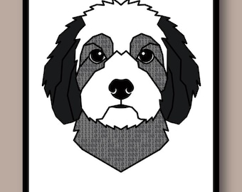 Binary Code Cockapoo Print - Programmer Dog Wall Art - Tech Desk Decor Developer Gift