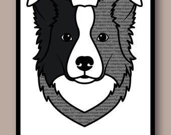 HTML Code Border Collie Print - Programmer Dog Wall Art - Tech Desk Decor Developer Gift