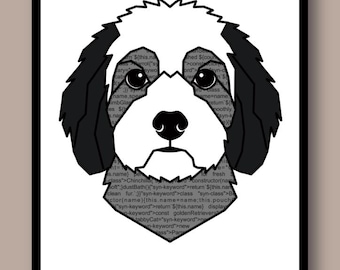 JavaScript Code Cockapoo Print - Programmer Dog Wall Art - Tech Desk Decor Developer Gift