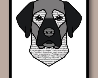 HTML Code Labrador Print - Programmer Dog Wall Art - Tech Desk Decor Developer Gift