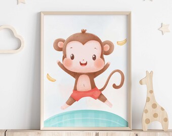 Baby Monkey Print: Jungle Nursery Wall Art