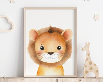 Baby Lion Nursery Print: Safari Animal Wall Art