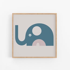 Modern Elephant Nursery Art, Jungle Nursery Decor, Boho Safari Theme, Kids Room, Playroom