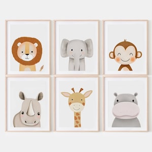 Safari Nursery Decor, Set of 6 Prints