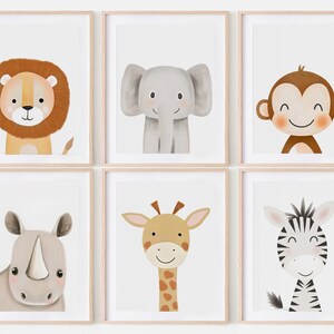 Baby Animal Prints for Nursery - Set of 6 Prints, Safari Nursery Decor