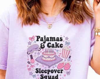 Slumber Party Shirt, Pajamas & Cake Matching Girls Tee
