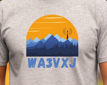 Custom HAM Radio Gift Amateur Radio Operator Shirt Personalized HAM Operator Shirt Mountain Radio TShirt Personalized T-Shirt ARRL Callsign