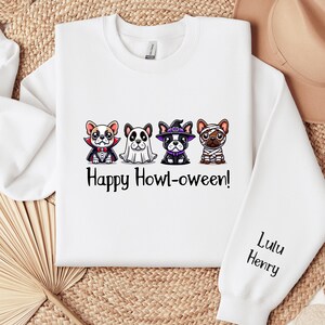Custom French Bulldog Halloween Shirt, Personalized Frenchie Sweatshirt, Crewneck for Frenchie Owner, Spooky Dog Owner Sweater, Cute Outfit