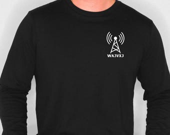 Custom HAM Radio Long Sleeve Shirt, Personalized Amateur Radio Operator Shirt, Fun HAMMY T-Shirt, Call Sign T Shirt for Dad Fathers Day Tee