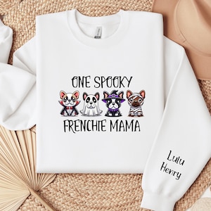Custom French Bulldog Halloween Shirt, Personalized Frenchie Mama Sweatshirt, Crewneck for Frenchie Owner, Cute Spooky Dog Owner Sweater