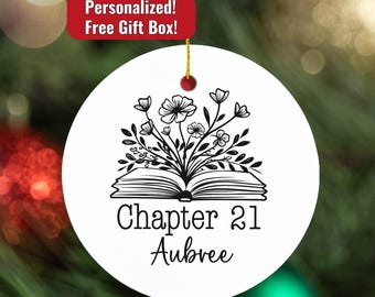 Custom 21st Birthday Ornament, Personalized Bookish Keepsake for Twenty-First BDay