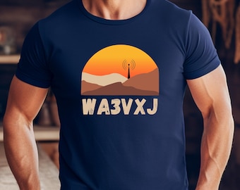 Custom HAM Radio Gift Amateur Radio Operator Shirt Personalized HAM Operator Shirt Desert Radio TShirt Personalized T-Shirt ARRL Callsign