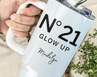 Custom 21st Birthday Tumbler, Personalized Gift for Turning Twenty One