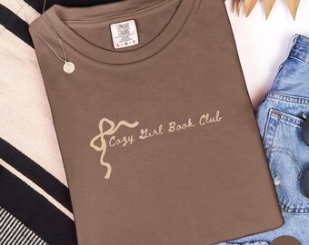 Cozy Girl Book Club Comfort Colors Fall Shirt, Cute Autumn Tee, Girly Fall T-Shirt, Fall Lover Shirt, Gift for Reader, Book Lover T Shirt