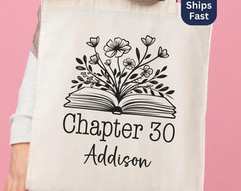 Custom 30th Birthday Tote Bag, Personalized Book Sack for Turning Thirty