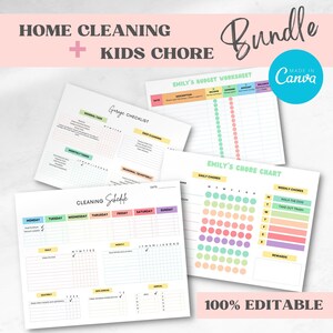 Cleaning checklist Bundle, Cleaning checklist, Family chore chart, Kid chore chart, Kids checklist, Cleaning schedule, Adult chore chart