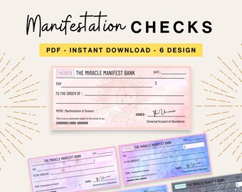 Manifestation check - Vision board kit - Manifestation cheques - Printable manifestation check - Manifestation money