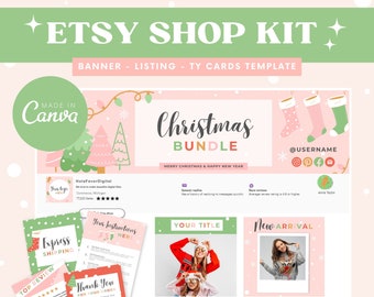 Christmas Etsy Banner Kit - Christmas Etsy shop Bundle - Holiday Etsy Shop Bundle - Etsy Store Design - Festive Etsy Banner Set - Etsy shop