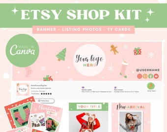 Christmas Etsy shop Banner bundle - Christmas Etsy shop kit - Holiday Etsy kit - Festive Etsy Banner Set - Etsy shop banner