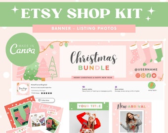 Christmas Etsy Banner Kit - Christmas Etsy shop Bundle - Holiday Etsy Shop Banner - Etsy Store Design - Festive Etsy Banner Set - Etsy shop