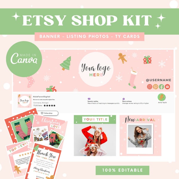 Christmas Etsy shop Banner bundle - Christmas Etsy shop kit - Holiday Etsy kit - Festive Etsy Banner Set - Etsy shop banner