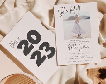 Graduation Invitation Template, Senior Graduation Announcement, Graduation photo card, Multiple Photo Graduation, Minimalist graduation