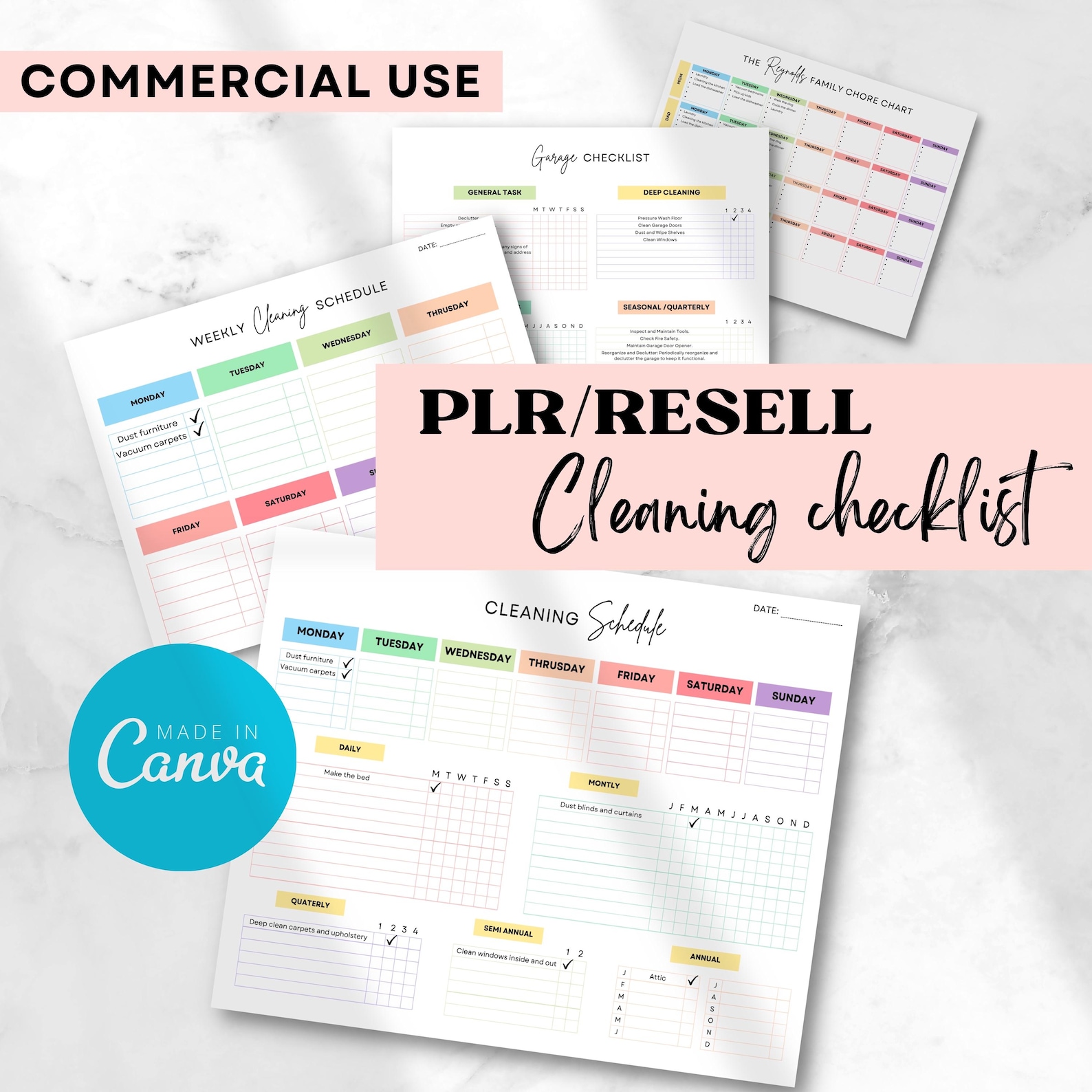 PLR Cleaning Checklist Bundle, Plr Cleaning Checklist, PLR Family Chore ...