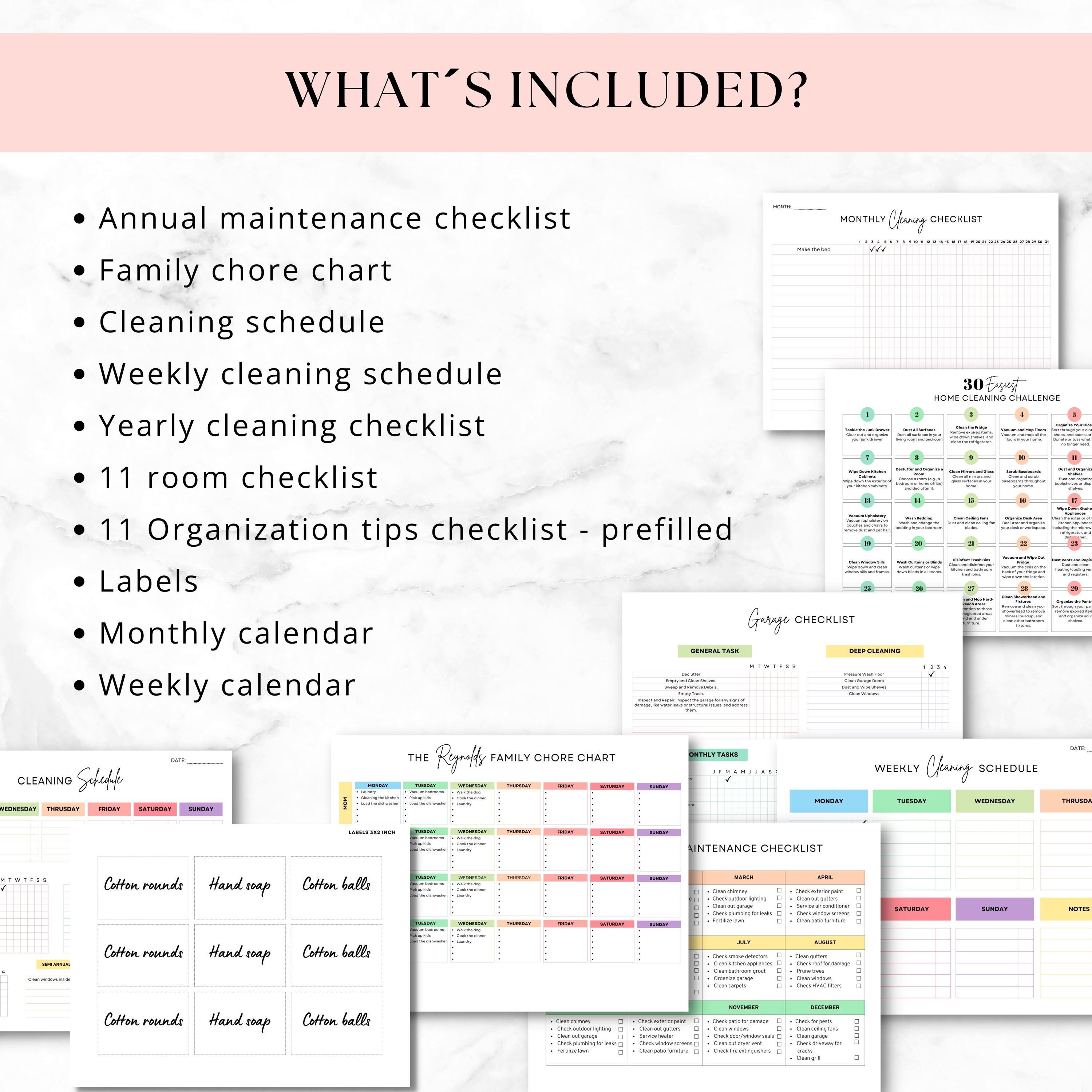 PLR Cleaning Checklist Bundle, Plr Cleaning Checklist, PLR Family Chore ...