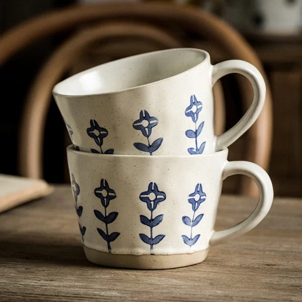 Handmade Ceramic Mug, Pottery Handmade Mug, Flower Mug, Cute Handmade Gift