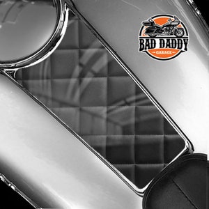 Black Diamond Leather Print | Dash Insert Fits Harley Davidson Touring Models 1987 - 2007 Fuel Tank Instrument Panel Console - Gloss Finish