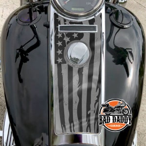 Black Grey Ghost Distressed USA Flag Dash Insert Fits Harley Davidson Road King Fuel Tank Instrument Dash Panel Console 2008 + Gloss Finish