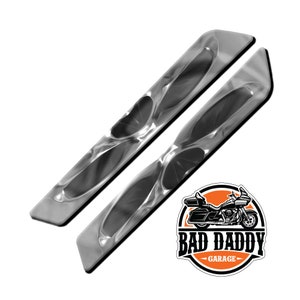 Black Grey Skull Skeleton Eyes Design - Aftermarket Saddlebag Inserts - Fits Harley Davidson Touring Baggers - Made in USA (2014 and Newer)