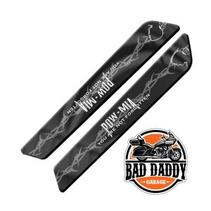 POW MIA Black White Barbwire Design - Aftermarket Saddlebag Inserts - Fits Harley Davidson Touring Baggers - Made in USA (2014 and Newer)