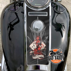 Don&#39;t F&#39;n Die Pinstripe Devil Girl | Dash Insert Fits Harley Davidson Road King Fuel Tank Instrument Dash Panel Console 2008 + Gloss Finish