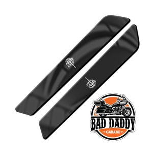 White Skeleton Skull Middle Finger Black - Aftermarket Saddlebag Inserts - Fits Harley Davidson Touring Baggers - Made in USA 2014 and Newer