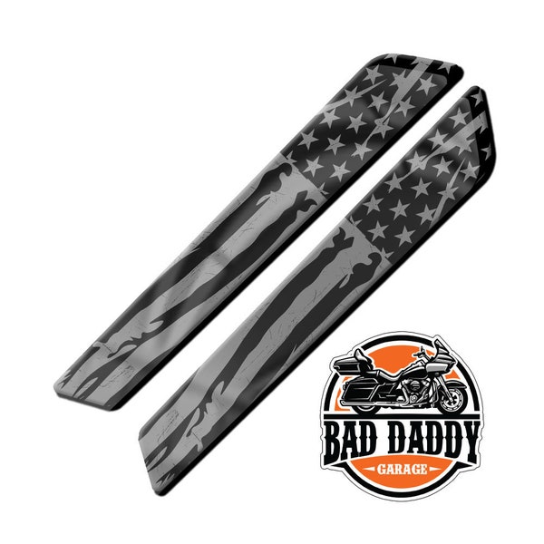 Old Glory Ghost USA American Flag - Aftermarket Saddlebag Inserts - Fits Harley Davidson Touring Baggers - Made in USA (2014 and Newer)