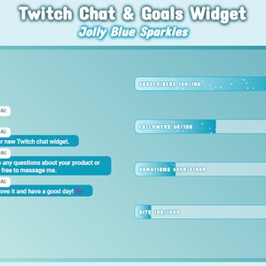 Animated Jolly Blue Sparkles Chat and Goal Widget for Stream - Twitch