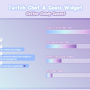 Cotton Candy Sunset Chat and Goal Widget for Stream - Twitch