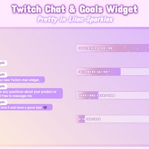 Animated Pretty in Lilac Sparkles Chat and Goal Widget for Stream - Twitch