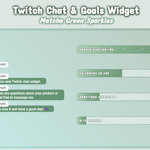 Animated Matcha Green Sparkles Chat and Goal Widget for Stream - Twitch