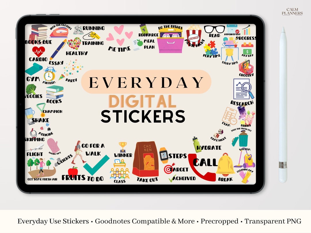 Everyday Digital Stickers for Goodnotes, Everyday Icons, Goodnotes ...
