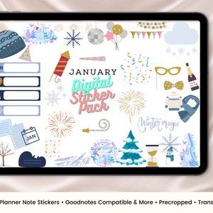 January goodnotes, Monthly Digital Planner Stickers,  goodnotes element, planner sticker month