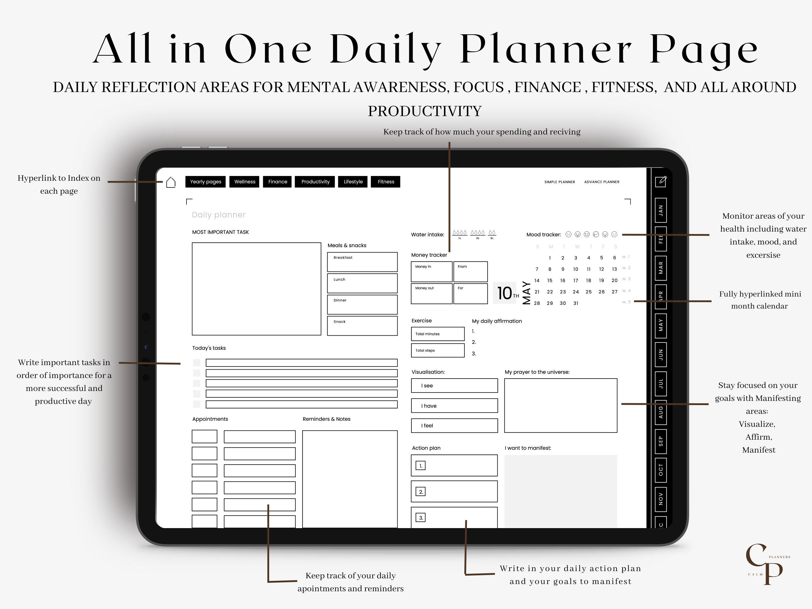 2023 Dark Digital Planner Goodnotes Planner Ipad Planner Etsy