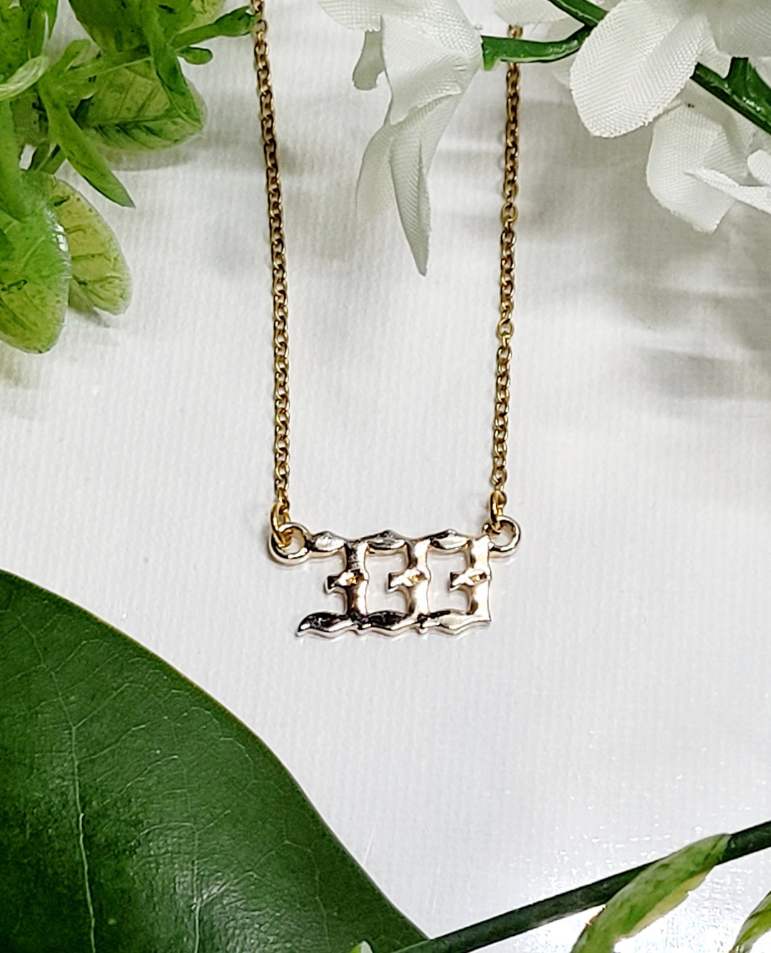 Stainless Steel Gold Angel Number Necklace Etsy