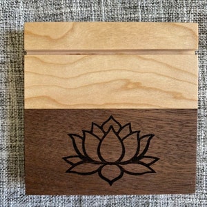 Lotus Flower Tarot Card Holder, Maple & Black Walnut Altar Stand