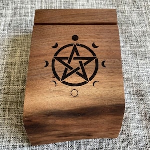 Wiccan * Pagan * Moon Phase Tarot Card Holder * Alter Card Holder * Oracle Card Holder * Live Edge * Black Walnut