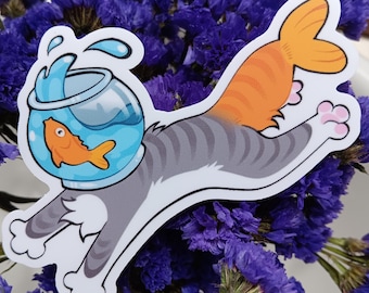 Fishbowl cat sticker
