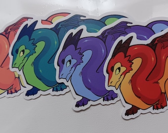 Squiggle Dragon Stickers (red, blue/teal, pink, purple)