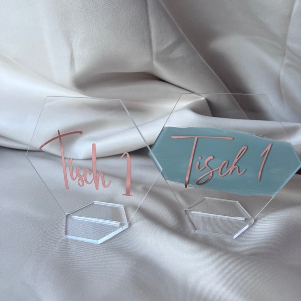 Tischnummern Acryl Tischnummer Tisch Nummer Sitzplan Hexagon Sechseck Hochzeit Event Geburtstag