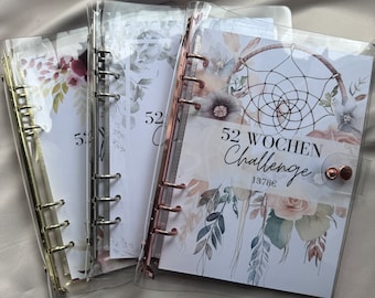 52 Wochen Challenge 52 Umschläge Challenge 1378 Euro Budgeting Sparchallenges A5 Binder Budgetplaner Durchsichtig Rosegold Silber Gold